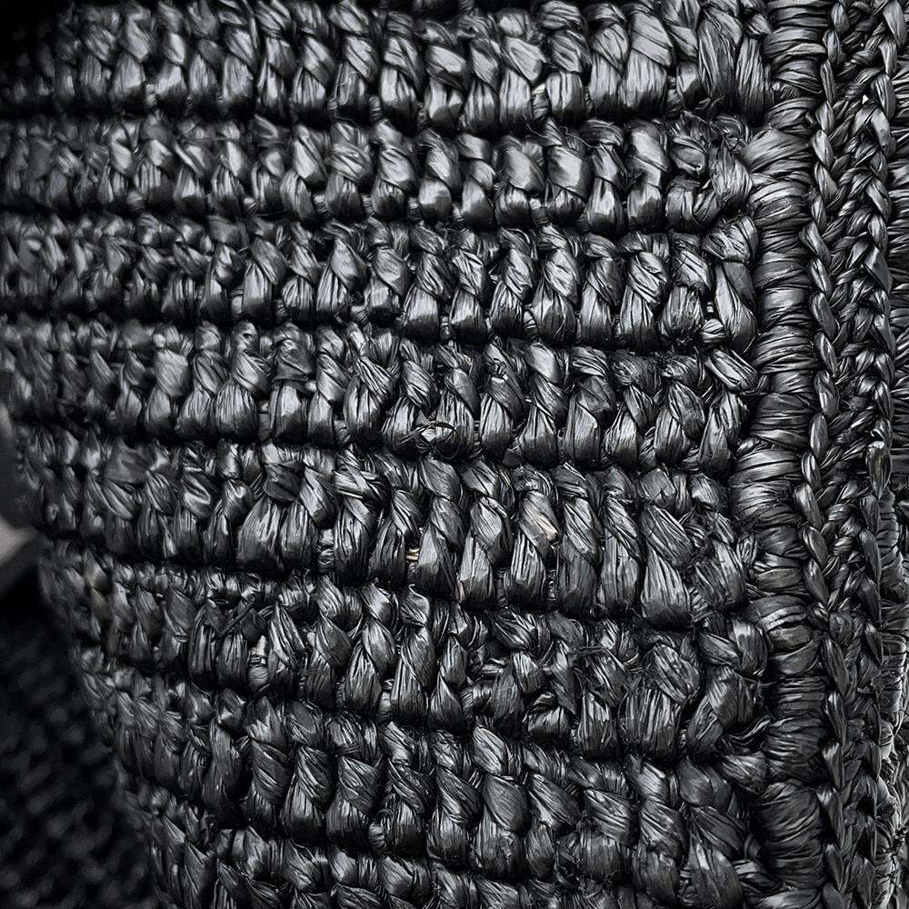 Loewe Fold Shopper Tote Bag Raffia Black Basket - Picture 9 of 12